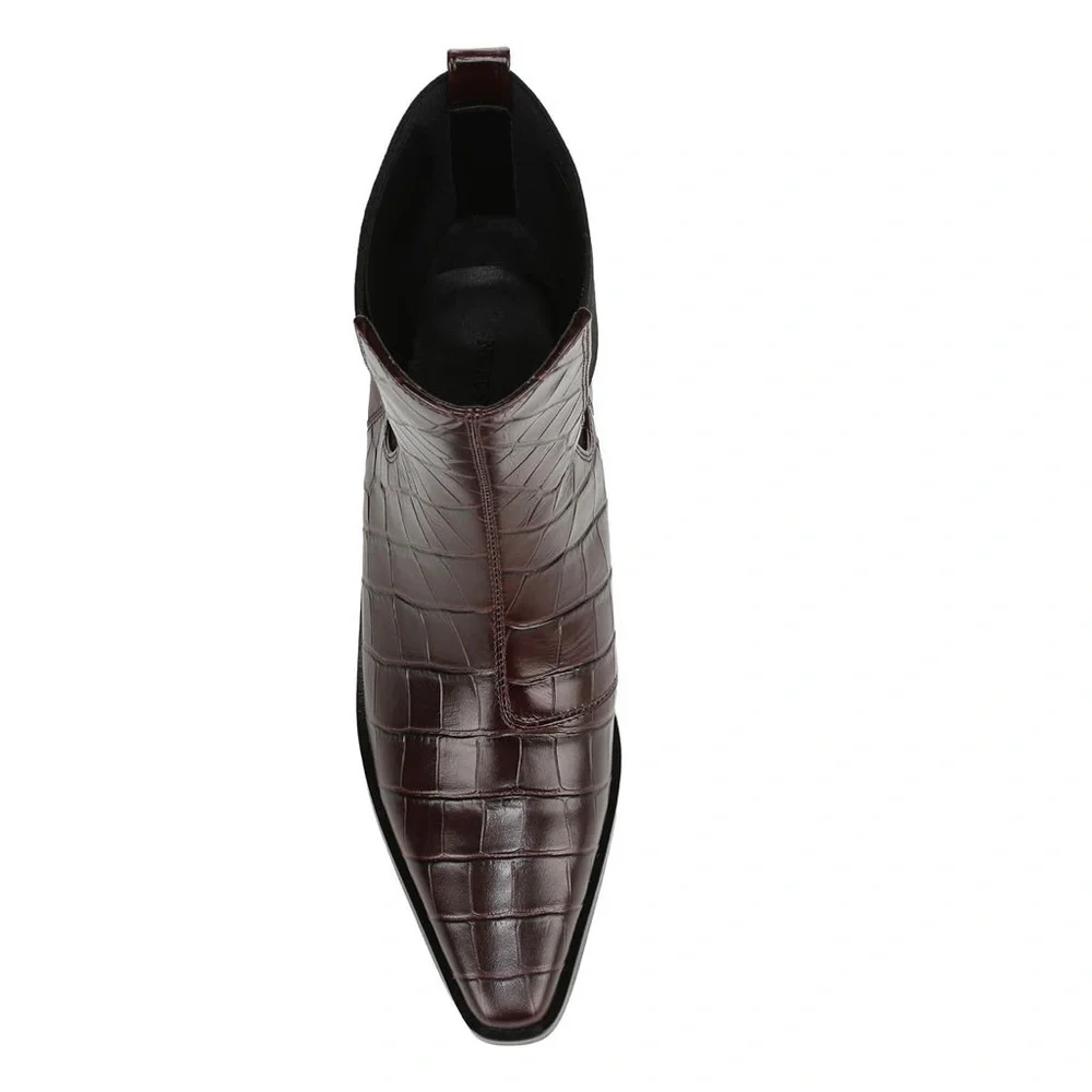 Nordstrom Women’s Ainsley2 Embossed Leather Chelsea Western Boot Brown Size 9.5 - Picture 2 of 14